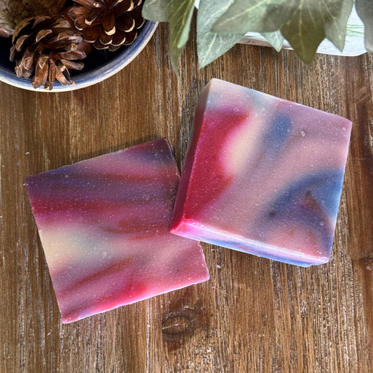 All natural handmade soap made with shea butter and olive oil. Apples, Jasmine, cherries