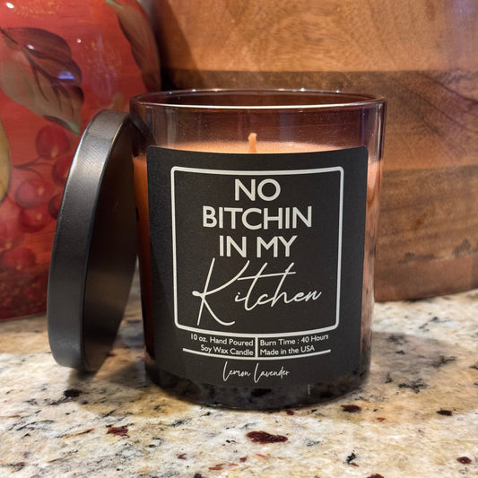 Hand poured soy wax candle with lemon lavender scent. Funny candles.