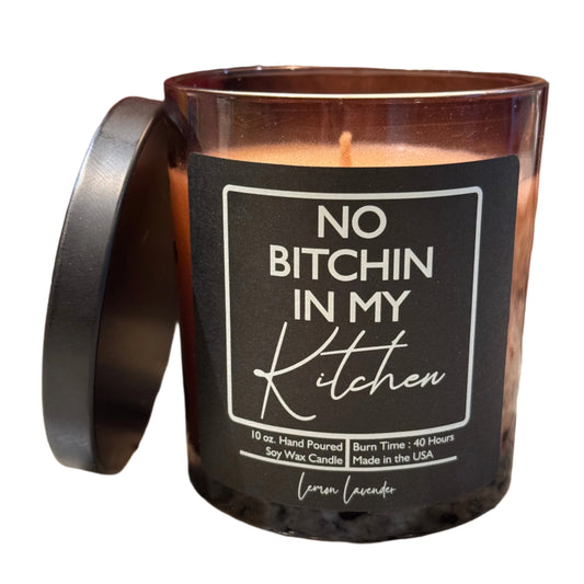 Humorous candle soy wax lemon lavender, No Bitchin In My Kitchen