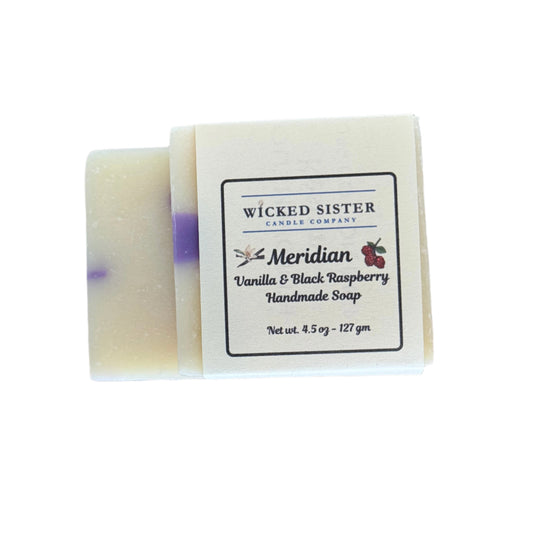 Handmade natural soap bar, vanilla and raspberry with shea butter